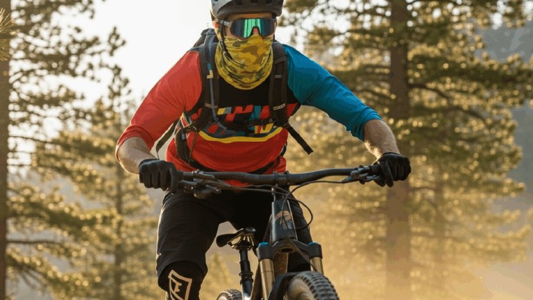 Mountainbiker mit Schlauchschal