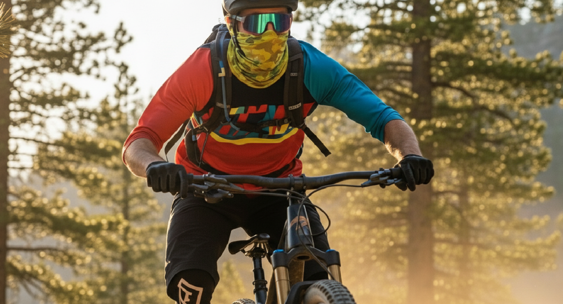Mountainbiker mit Schlauchschal